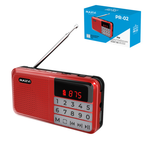 Радио fm-приемник maxvi pr-02 красный