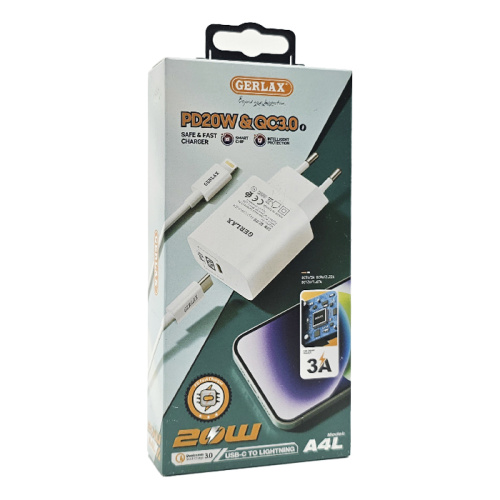 Сзу gerlax a4l type-c/lightning (pd20w/1m) белое