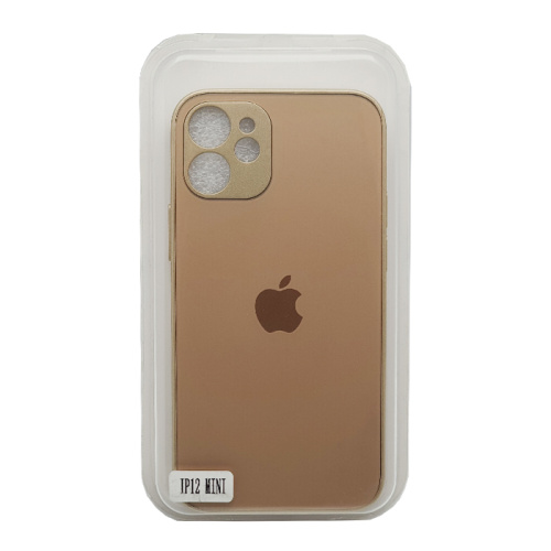 Чехол-крышка стекло лого 2020 для iphone 12 mini золотой