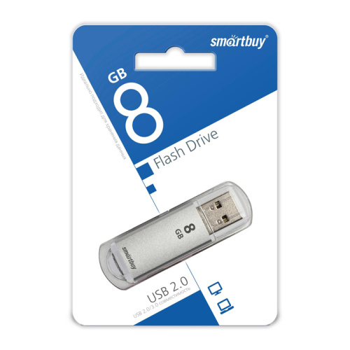 8gb usb smartbuy v-cut серебро