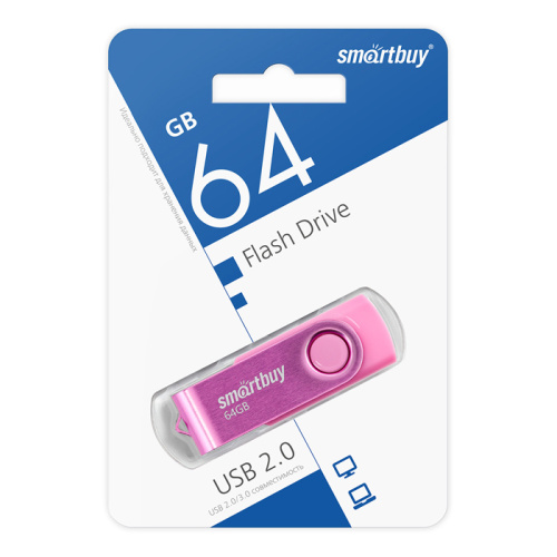 64gb usb smartbuy twist розовая