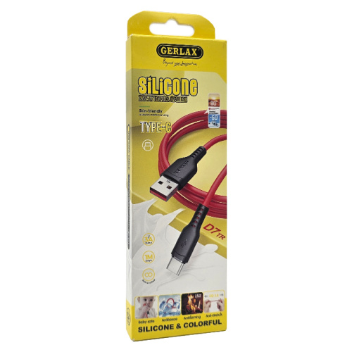 Кабель usb gerlax d7t type-c 3a/1m красный