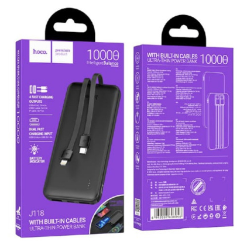 Пзу hoco j118 10000mah (2a) черный