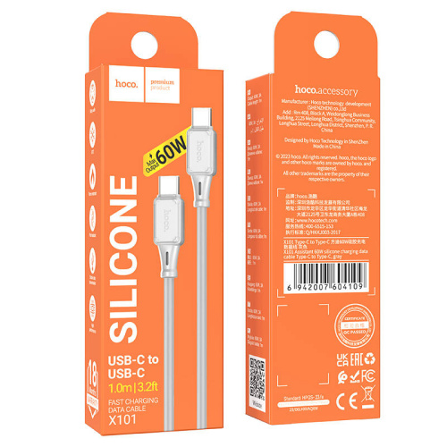 Кабель type-c hoco x101 type-c 60w серый