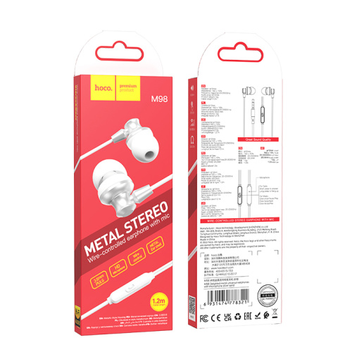 H/f (3.5mm) hoco m98 с микрофоном серебристый