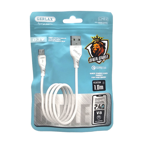 Кабель usb gerlax d3v micro 2.4a/1m белый