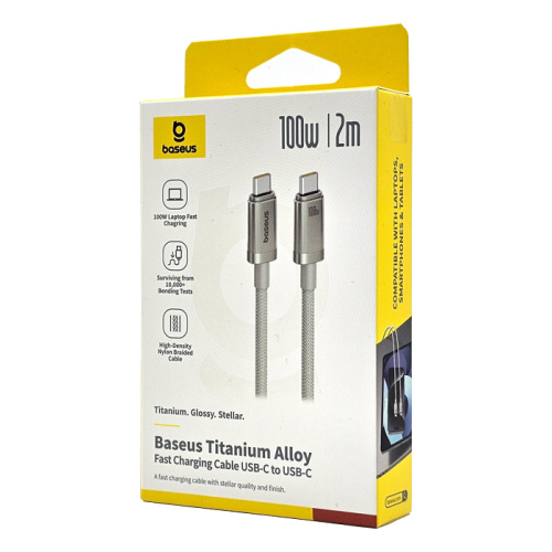 Кабель baseus titanium alloy c/c 100w 2m золотистый (cb000136)