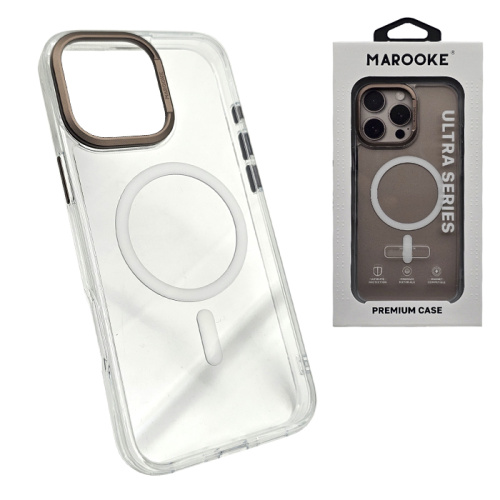 Чехол-крышка marooke ultra series magsafe для iphone 16 pro max прозрачно-золотой