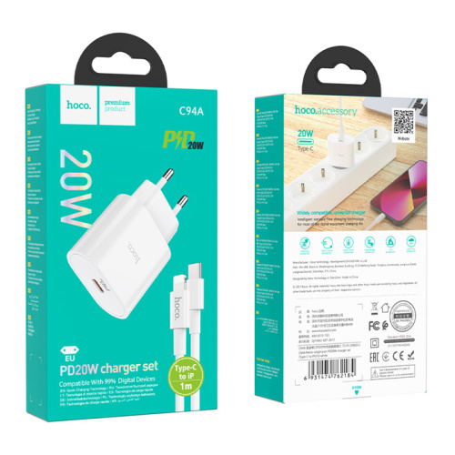 Сзу hoco c94a type-c to lightning (pd) белое
