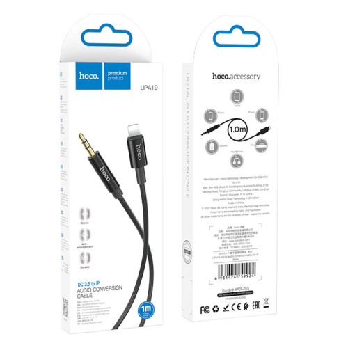 Шнур aux hoco upa19 3,5/ lightning черный