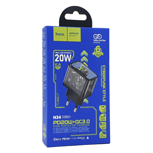 Сзу hoco n34 (pd20w/qc3.0) белое