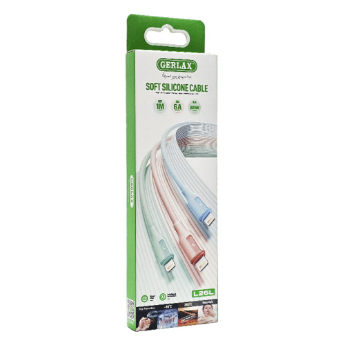 Кабель usb gerlax l26l lightning 6a/1m бирюзовый