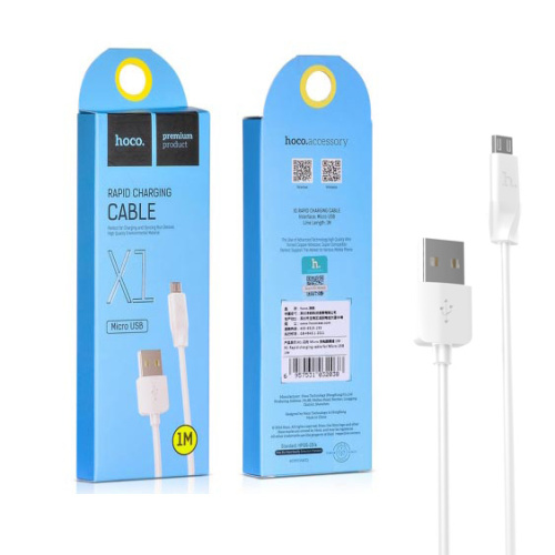 Кабель usb hoco x1 micro 1.0m (2.4a) белый (***)