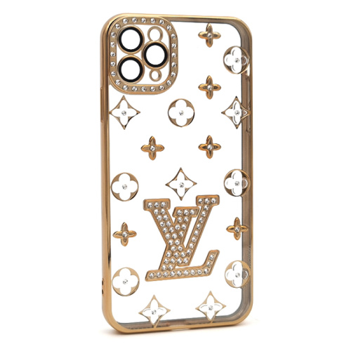 Чехол-силикон louis vuitton стразы для iphone 11 pro max (6.5) золотой