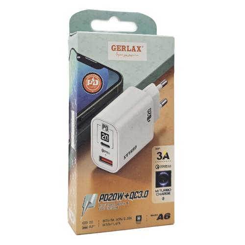 Сзу gerlax a6 (qc3.0/pd20w) белое