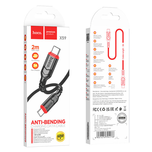 Кабель type-c hoco x59 type-c 2м черный