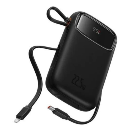 Os-baseus qpow2 dual-cable digital display fast charge power bank 10000mah 22.5w cluster black(with: simple charging cable type- c 3a 0.3m black)
