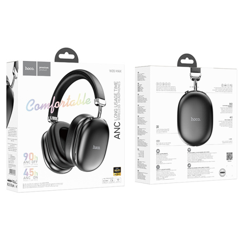 Беспроводные наушники hoco w35 max anc с микрофоном 90h (большие) черные