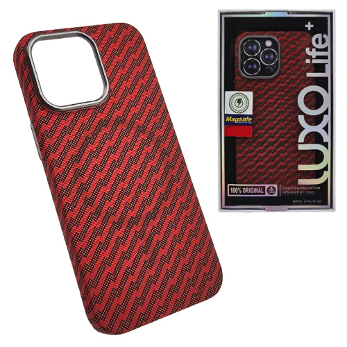 Чехол-крышка luxo life карбон zigzag magsafe iphone 13pro красный