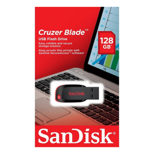 128gb (3.0) usb sandisk cz50 cruzer blade черный