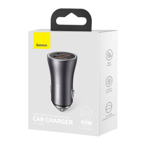 Азу baseus 2usb 60w серое (cgjm000013)