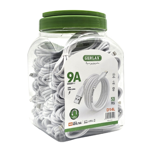 Кабель usb gerlax d14l lightning 9a/1m белый