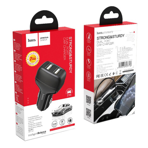 Азу hoco z36 (2usb/2.4a) черный