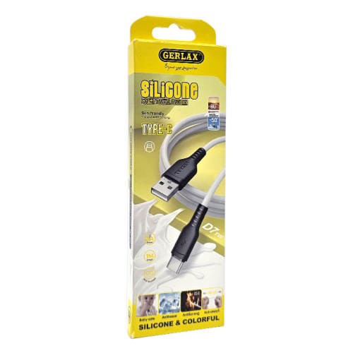Кабель usb gerlax d7t type-c 3a/1m белый