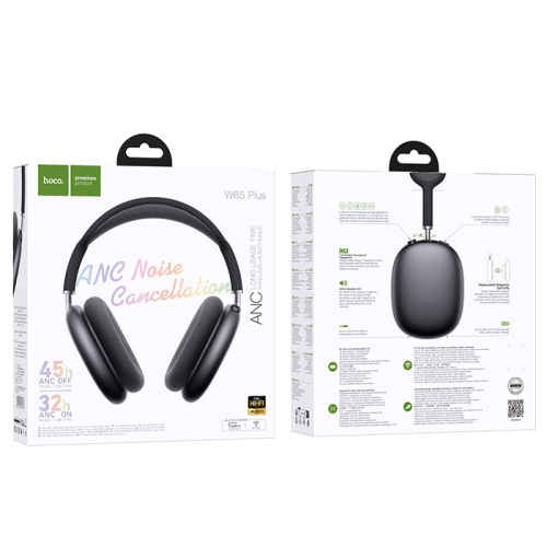 Беспроводные наушники hoco w65 plus с микрофоном (большие) черные