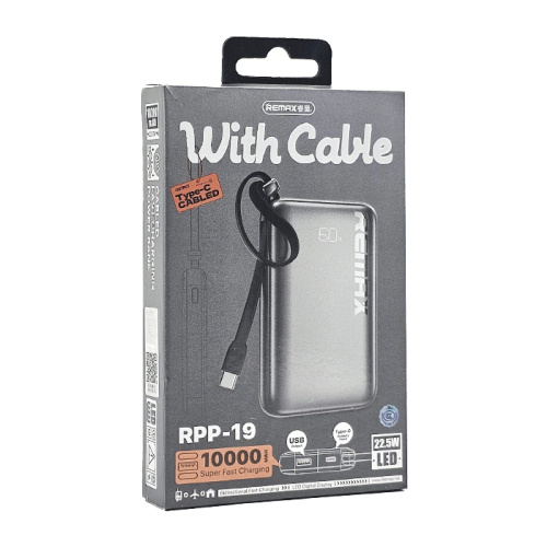 Пзу remax rpp-19 22.5w 10000mah серебристый