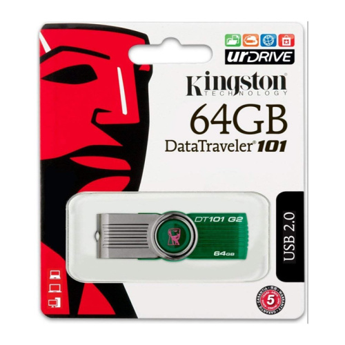 64gb usb kingston dt101 g2 зеленая