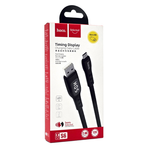 Кабель usb hoco s6 micro (2,4a) черный (***)