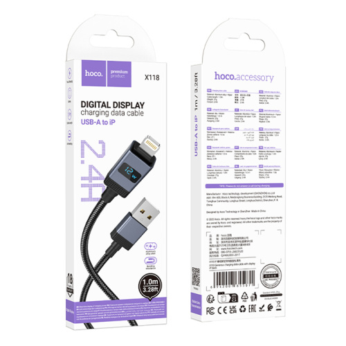Кабель usb hoco x118 lightning черный