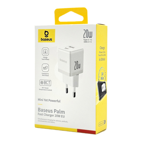 Сзу baseus palm (20w; 1u+1c; белый (cczc20ue)