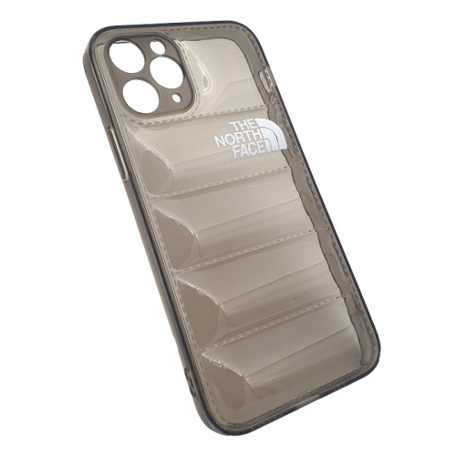 Чехол-силикон the north face с закрытой камерой для iphone 12 pro max тёмно-прозрачный