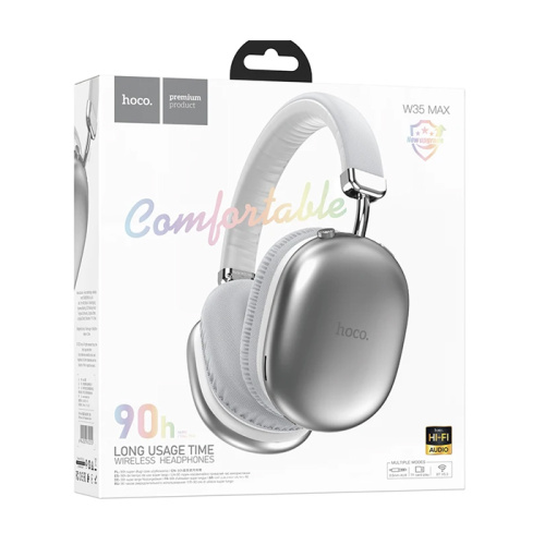 Беспроводные наушники hoco w35 max с микрофоном 90h (большие) серебристые