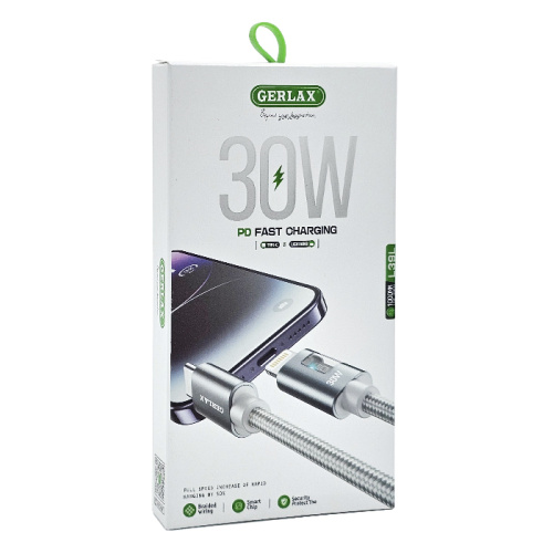 Кабель type-c gerlax l39l lightning 30w белый