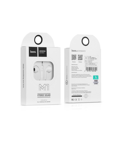 H/f (3.5mm) hoco m1 с микрофоном белые