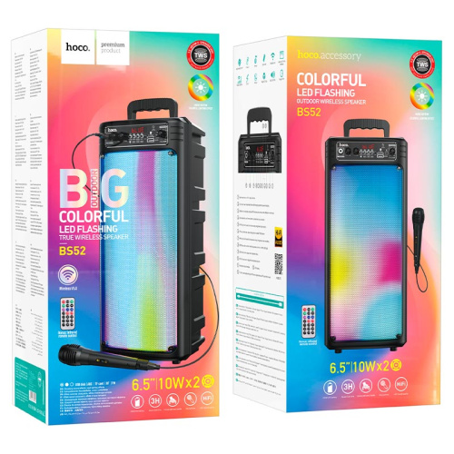 Акустическая колонка hoco bs52 с микрофоном billowing wireless черная