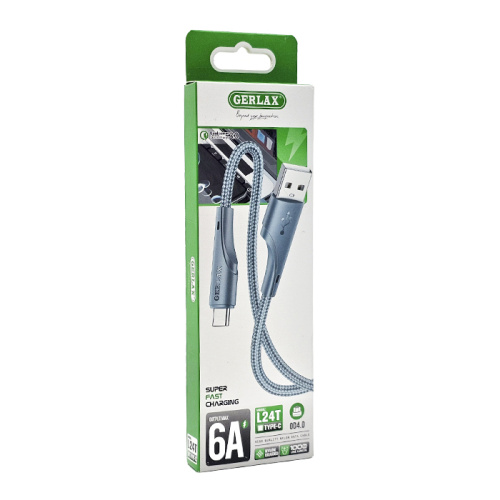 Кабель usb gerlax l24t type-c 6a/1m голубой