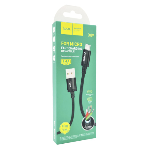 Кабель usb hoco x89 micro 2.4a черный