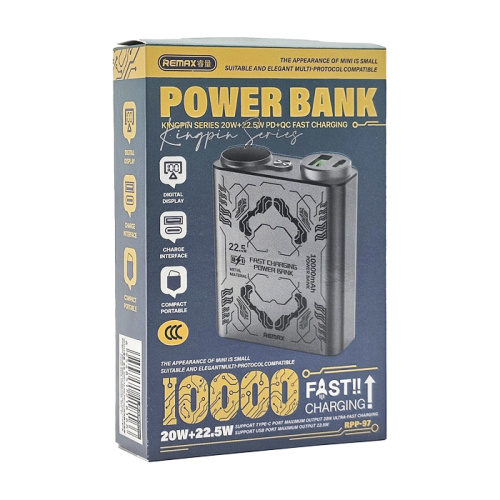 Пзу remax rpp-97 10000 mah 20w+22.5w серебристый