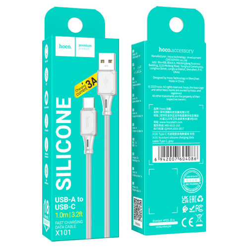Кабель usb hoco x101 type-c серый (***)