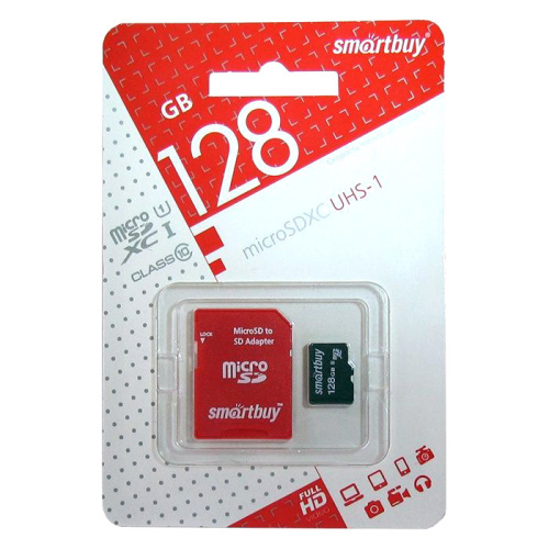 Micro sd 128gb smartbuy class 10pro 4k 70/90mb/s с адаптером