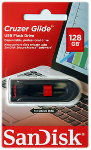 128gb (3.0) usb sandisc cruzer glide черная