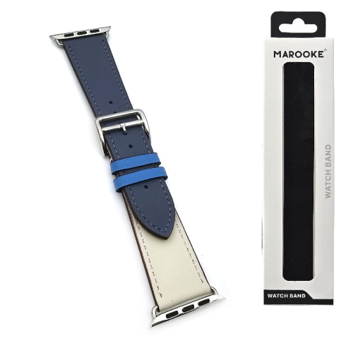 Ремешок marooke watchband кожа (42/44/45/49мм) бело-синий