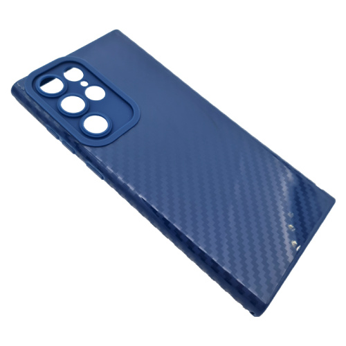 Чехол-силикон глянец carbon Samsung s22 ultra синий