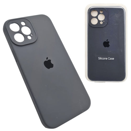 Чехол-силикон silicone case аналог (cam.protec) для iphone 12 pro max темно-серый