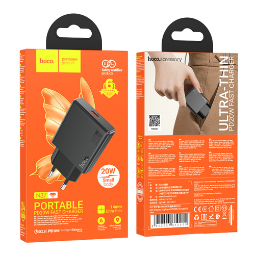 Сзу hoco n37 (pd20w/qc3.0) черное
