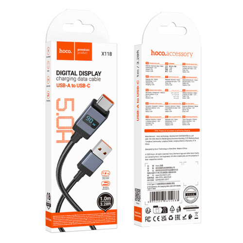 Кабель usb hoco x118 (type-c) черный